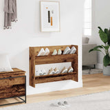 Wandschoenenkast 80X18X Bewerkt Hout Kleurig Oud Hout