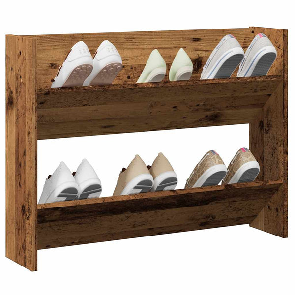 Wandschoenenkast 80X18X Bewerkt Hout Kleurig Oud Hout