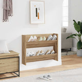 Wandschoenenkast 80X18X Bewerkt Hout Artisanaal Eikenkleur Artisanaal Eikenkleurig