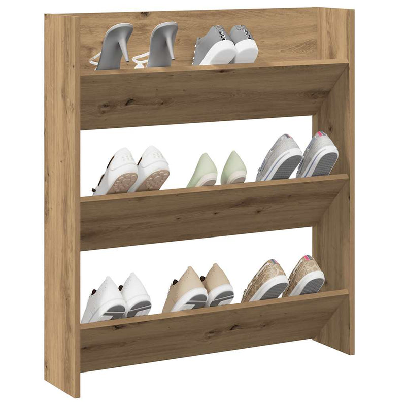 Wandschoenenkast 80X18X Bewerkt Hout Artisanaal Eikenkleur Artisanaal Eikenkleurig