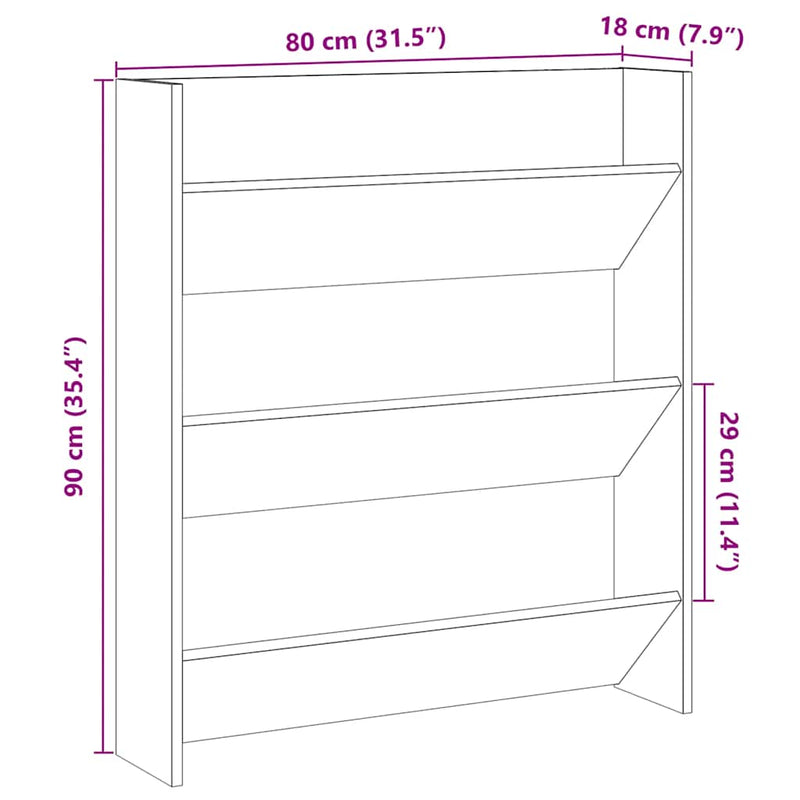 Wandschoenenkast 80X18X Bewerkt Hout Artisanaal Eikenkleur Artisanaal Eikenkleurig