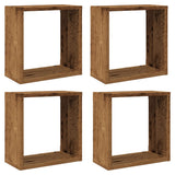 Wandschappen Kubus 30X15X30Cm Bewerkt Hout Kleurig Oud Hout
