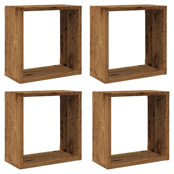 Wandschappen Kubus 30X15X30Cm Bewerkt Hout Kleurig Oud Hout