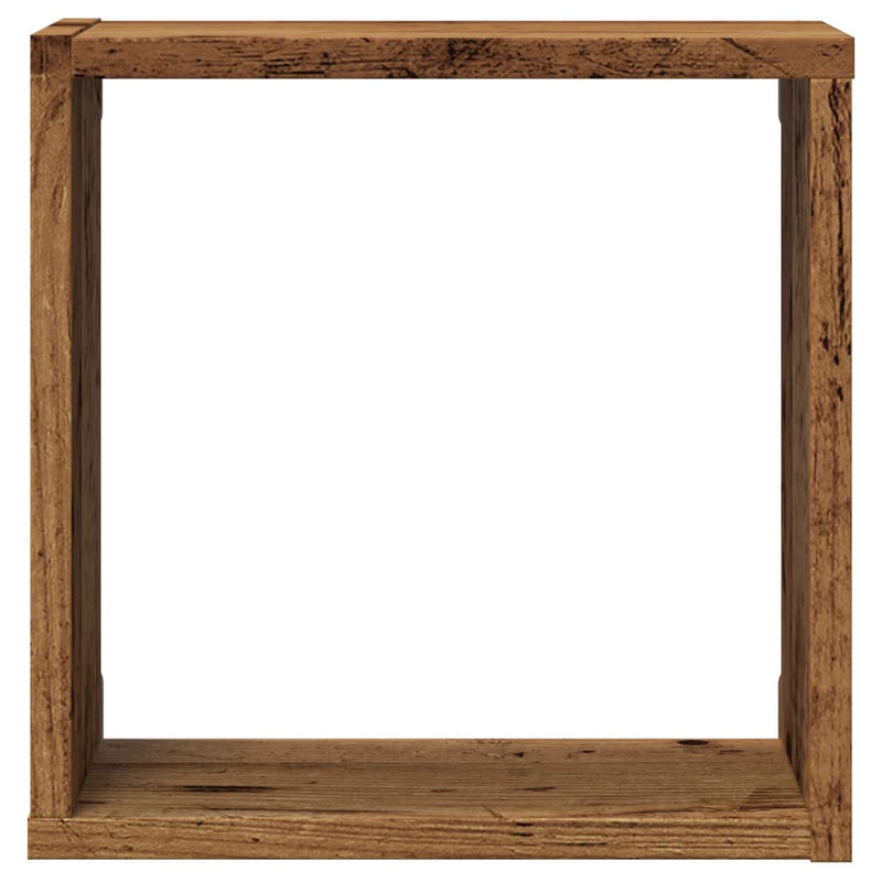 Wandschappen Kubus 30X15X30Cm Bewerkt Hout Kleurig Oud Hout