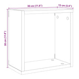 Wandschappen Kubus 30X15X30Cm Bewerkt Hout Kleurig Oud Hout