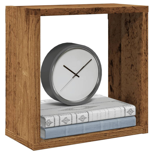 Wandschappen Kubus 30X15X30Cm Bewerkt Hout Kleurig Oud Hout