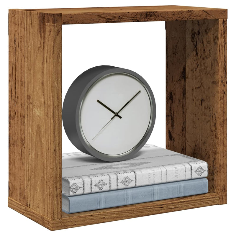 Wandschappen Kubus 30X15X30Cm Bewerkt Hout Kleurig Oud Hout