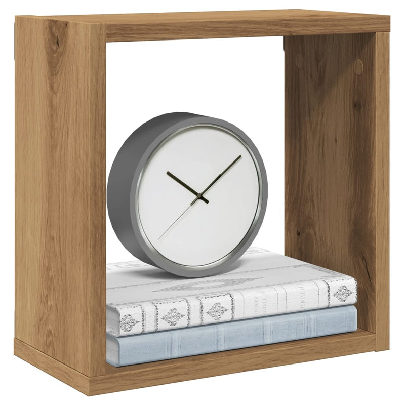 Wandschappen Kubus 6St 30X15X30Cm Bewerkt Hout Artisanaal Eiken Artisanaal Eikenkleurig