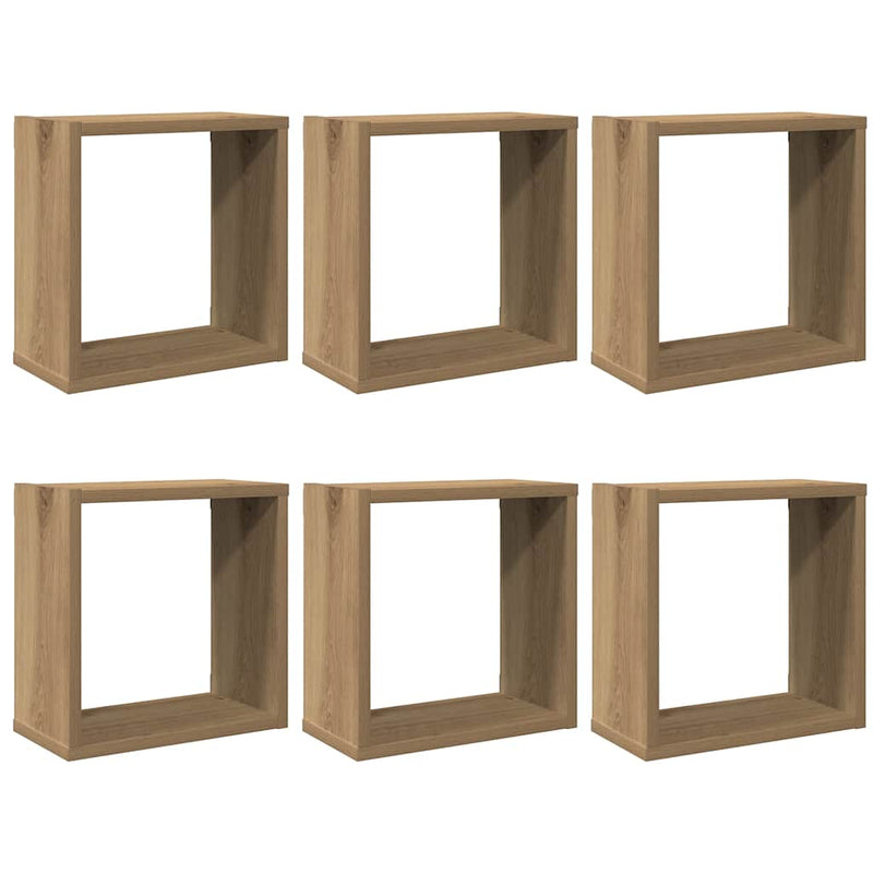 Wandschappen Kubus 6St 30X15X30Cm Bewerkt Hout Artisanaal Eiken Artisanaal Eikenkleurig