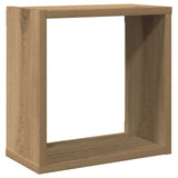 Wandschappen Kubus 6St 30X15X30Cm Bewerkt Hout Artisanaal Eiken Artisanaal Eikenkleurig
