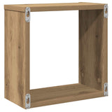 Wandschappen Kubus 6St 30X15X30Cm Bewerkt Hout Artisanaal Eiken Artisanaal Eikenkleurig