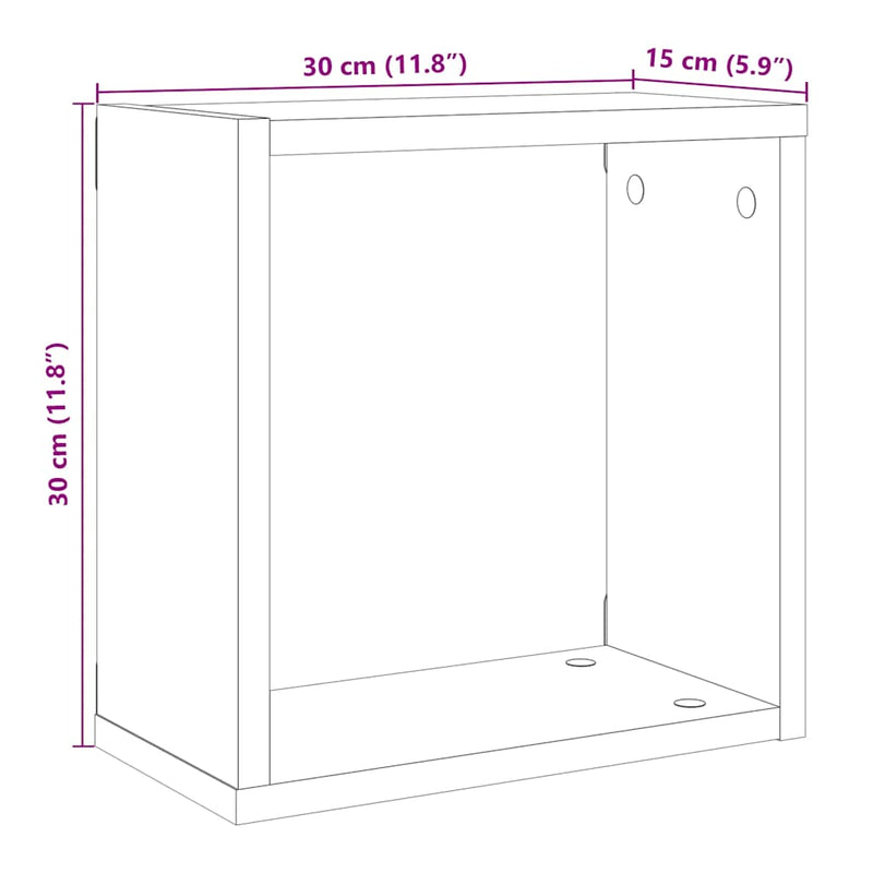 Wandschappen Kubus 6St 30X15X30Cm Bewerkt Hout Artisanaal Eiken Artisanaal Eikenkleurig