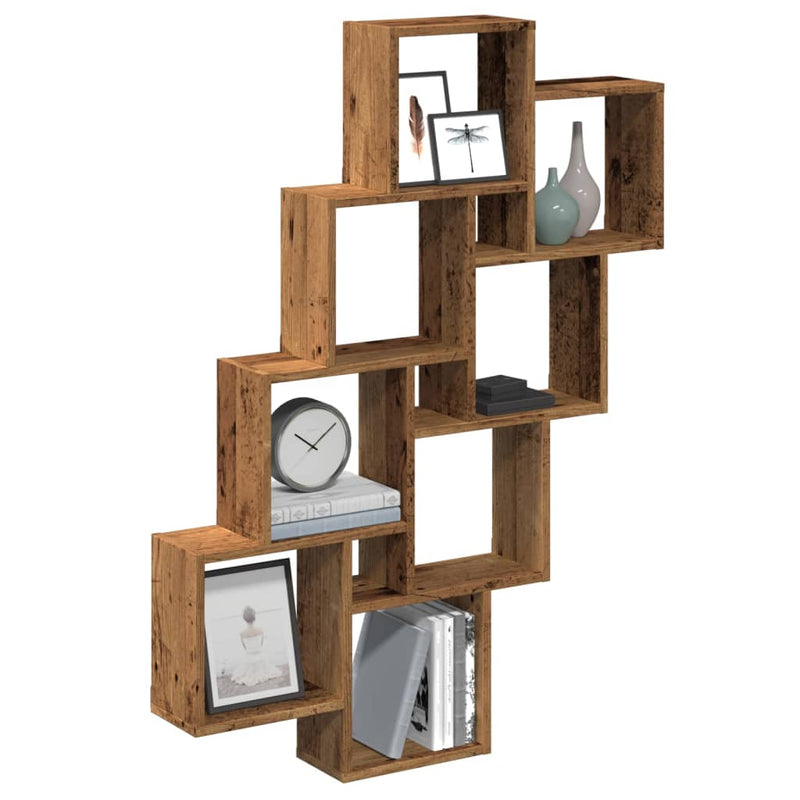 Wandschap Kubus 90X15X119,5 Cm Bewerkt Hout Artisanaal Eiken