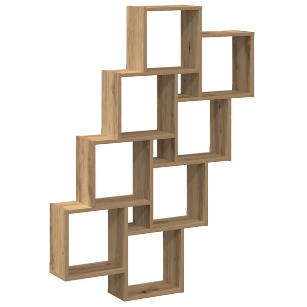 Wandschap Kubus 90X15X119,5 Cm Bewerkt Hout Artisanaal Eiken