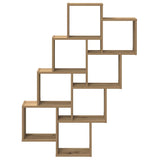 Wandschap Kubus 90X15X119,5 Cm Bewerkt Hout Artisanaal Eiken