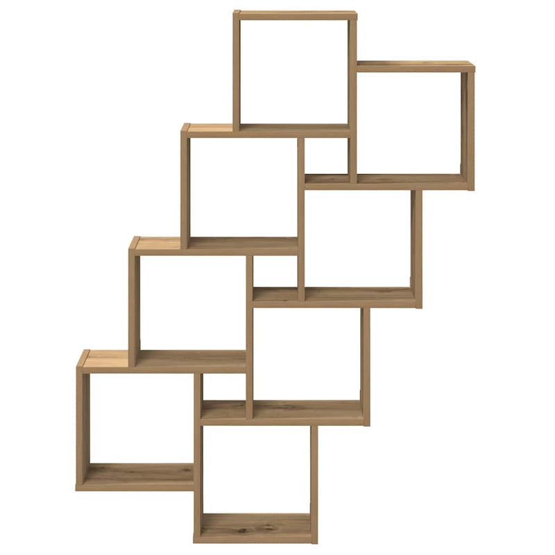 Wandschap Kubus 90X15X119,5 Cm Bewerkt Hout Artisanaal Eiken