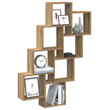 Wandschap Kubus 90X15X119,5 Cm Bewerkt Hout Artisanaal Eiken