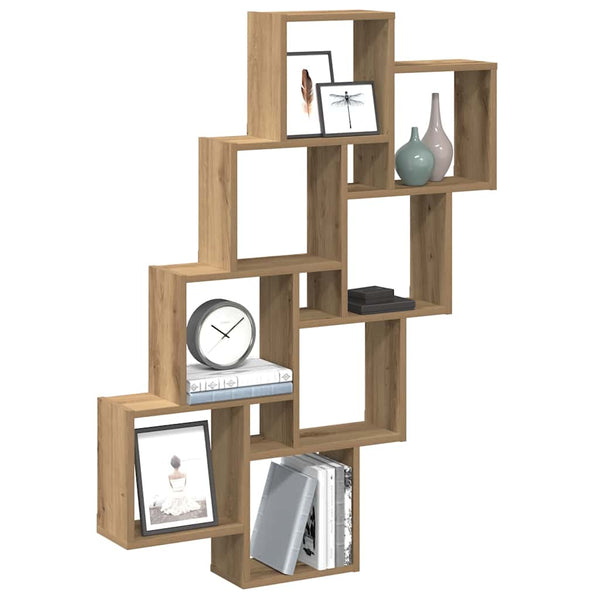 Wandschap Kubus 90X15X119,5 Cm Bewerkt Hout Artisanaal Eiken