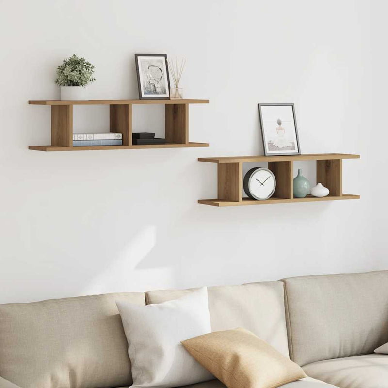 Wandschappen 75X18X20Cm Bewerkt Hout Artisanaal Eikenkleur Artisanaal Eikenkleurig