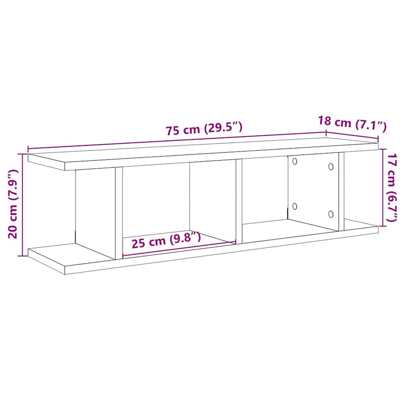 Wandschappen 75X18X20Cm Bewerkt Hout Artisanaal Eikenkleur Artisanaal Eikenkleurig