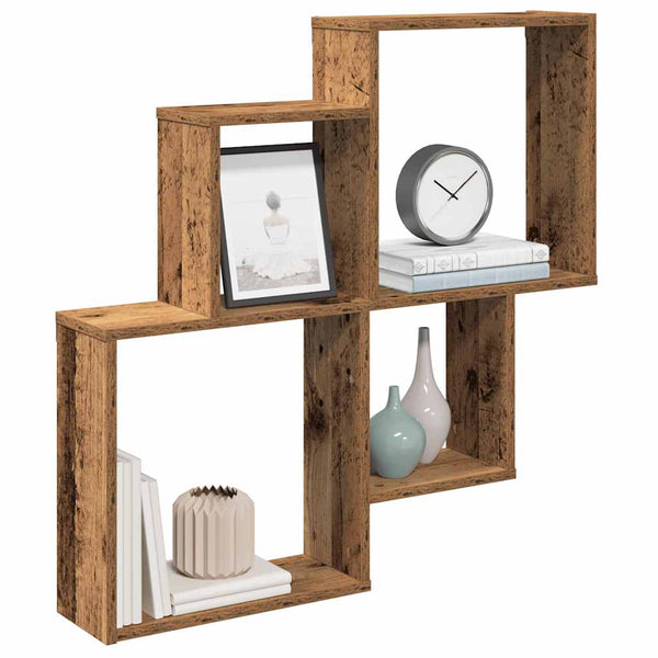 Wandschap 80X15X78,5 Cm Bewerkt Hout Kleurig