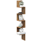 Hoekwandschap 32X32X127,5 Cm Bewerkt Hout Kleurig Oud Hout