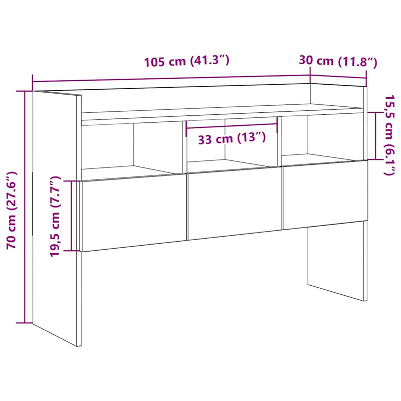 Dressoir 105X30X70 Cm Bewerkt Hout Kleurig