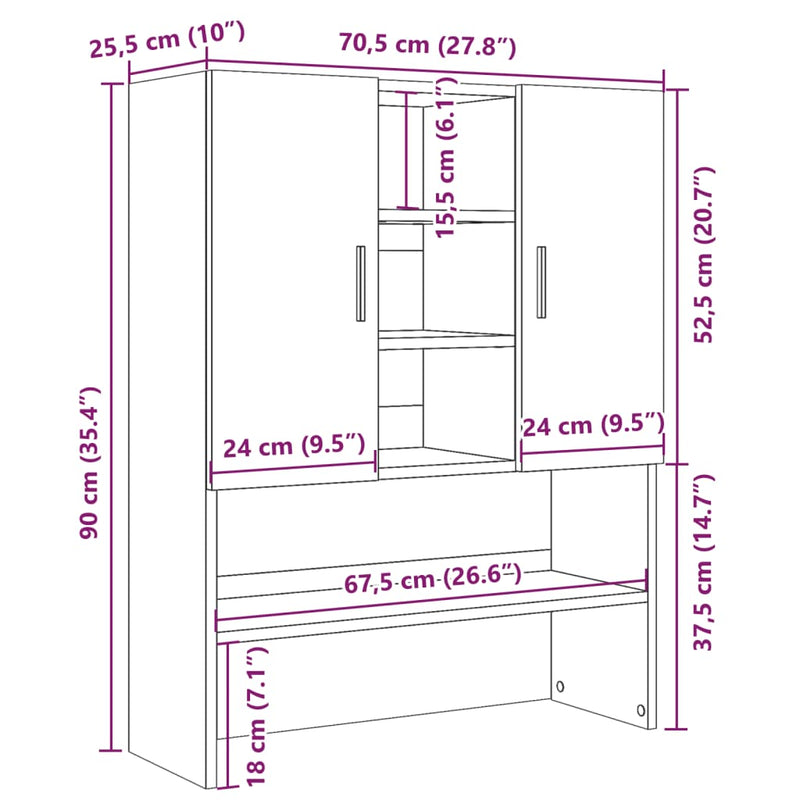 Wasmachinekast 70,5X25,5X90 Cm Betongrijs