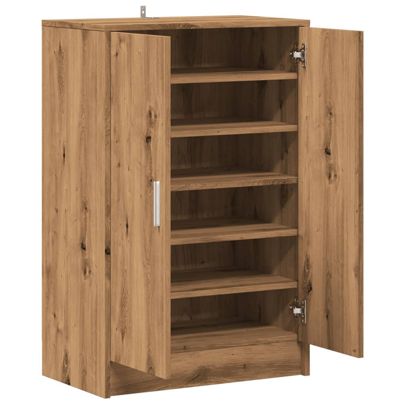 Schoenenkast Bewerkt Hout Artisanaal Eikenkleur