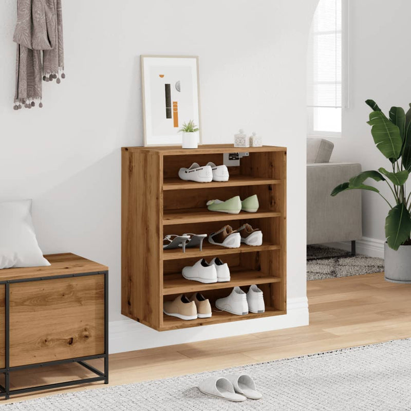 Schoenenkast Bewerkt Hout Artisanaal Eikenkleur