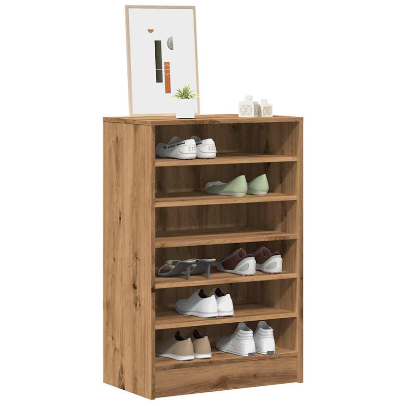 Schoenenkast Bewerkt Hout Artisanaal Eikenkleur