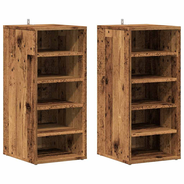 Schoenenkasten 2 St 32X35X70 Cm Bewerkt Hout Kleurig