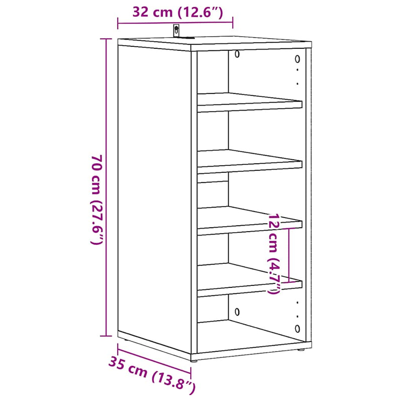 Schoenenkasten 2 St 32X35X70 Cm Bewerkt Hout Kleurig