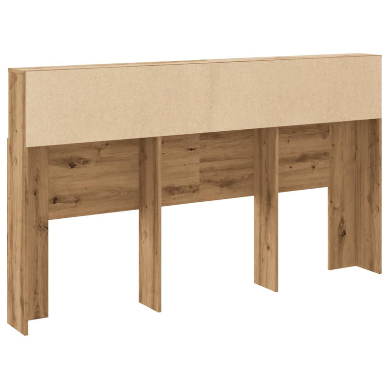 Hoofdbordkast Artisan Eiken 180X19X103,5 Cm Bewerkt Hout Artisanaal Eikenkleurig