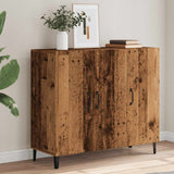 Dressoir 90X34X80 Cm Bewerkt Hout Artisanaal Eikenkleur