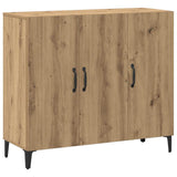 Dressoir 90X34X80 Cm Bewerkt Hout Artisanaal Eikenkleur