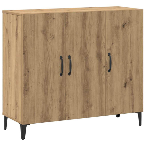 Dressoir 90X34X80 Cm Bewerkt Hout Artisanaal Eikenkleur