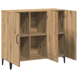 Dressoir 90X34X80 Cm Bewerkt Hout Artisanaal Eikenkleur
