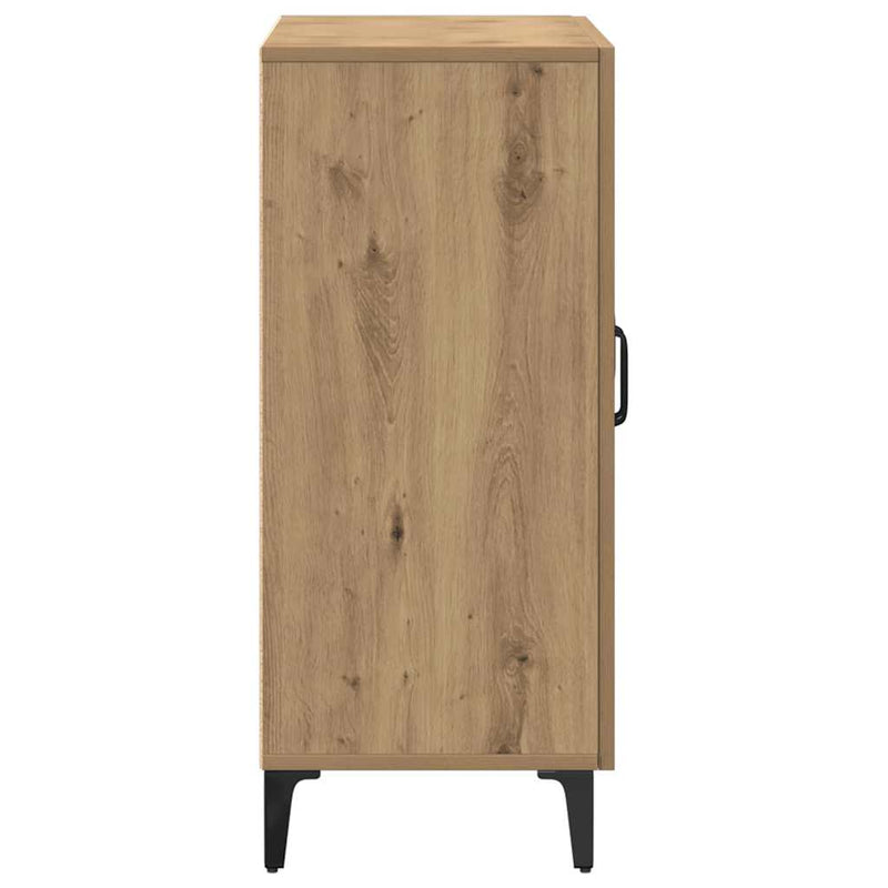 Dressoir 90X34X80 Cm Bewerkt Hout Artisanaal Eikenkleur