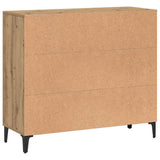 Dressoir 90X34X80 Cm Bewerkt Hout Artisanaal Eikenkleur
