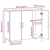 Dressoir 90X34X80 Cm Bewerkt Hout Artisanaal Eikenkleur
