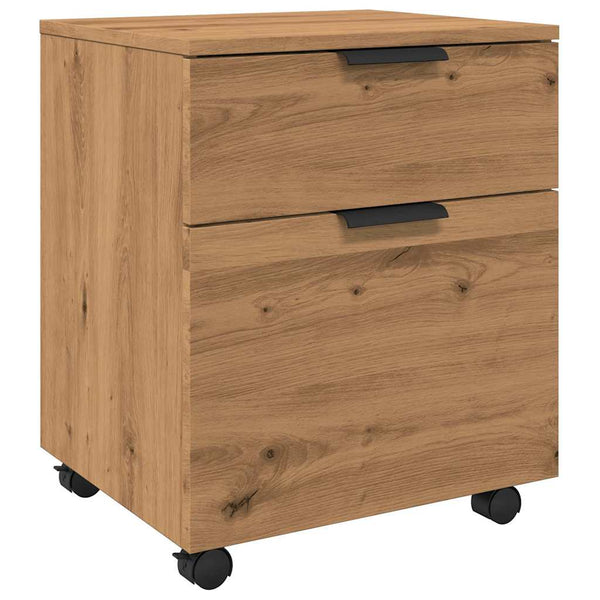 Dossierkast Verrijdbaar 45X38X54 Cm Hout Artisanaal Eikenkleur