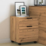 Dossierkast Verrijdbaar 45X38X54 Cm Hout Artisanaal Eikenkleur