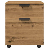 Dossierkast Verrijdbaar 45X38X54 Cm Hout Artisanaal Eikenkleur