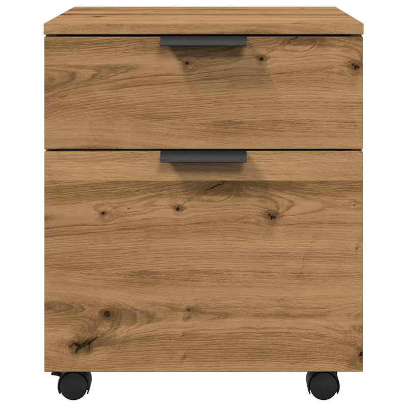 Dossierkast Verrijdbaar 45X38X54 Cm Hout Artisanaal Eikenkleur