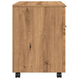 Dossierkast Verrijdbaar 45X38X54 Cm Hout Artisanaal Eikenkleur