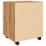 Dossierkast Verrijdbaar 45X38X54 Cm Hout Artisanaal Eikenkleur