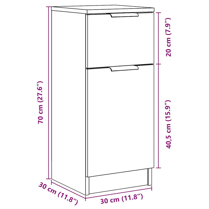 Dressoirs 30X30X70 Cm Bewerkt Hout Artisanaal Eikenkleur
