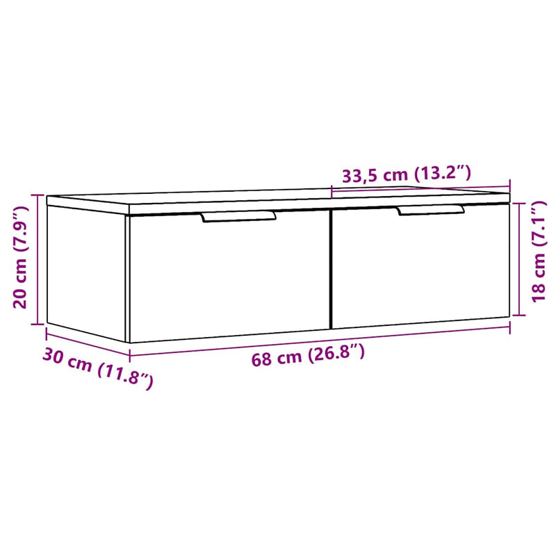 Wandkast 68X30X20 Cm Bewerkt Hout