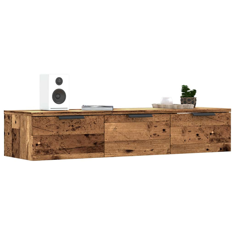 Wandkast 102X30X20 Cm Bewerkt Hout Artisanaal Eikenkleur